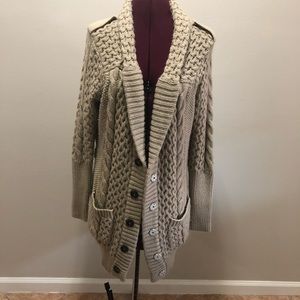 2 for $10 Tan/khaki sweater with cable knit